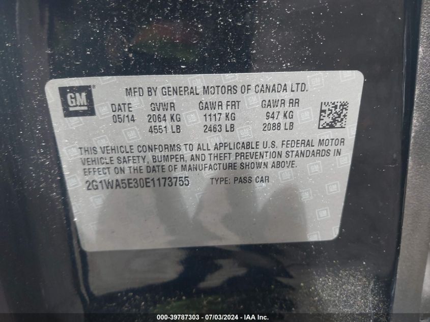 2014 CHEVROLET IMPALA LIMITED LS - 2G1WA5E30E1173755