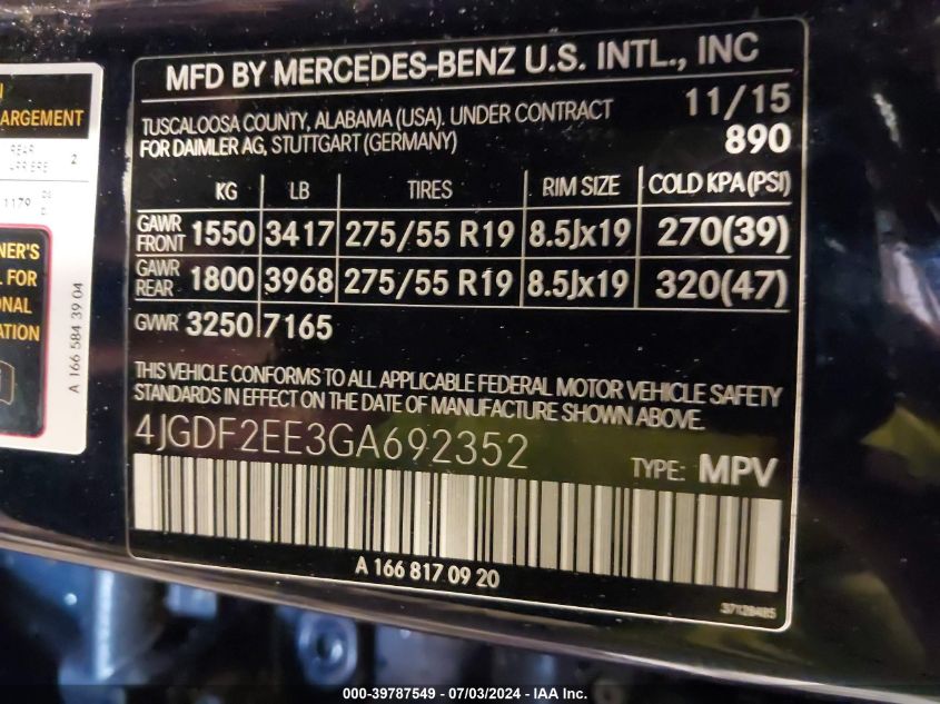 4JGDF2EE3GA692352 2016 Mercedes-Benz Gl 350 Bluetec 4Matic