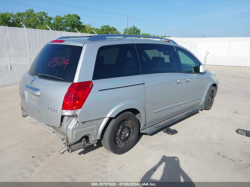2007 Nissan Quest 3.5 Sl VIN: 5N1BV28U87N124104 Lot: 39787620