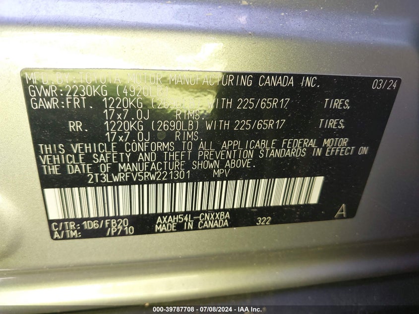 2024 TOYOTA RAV4 HYBRID LE - 2T3LWRFV5RW221301