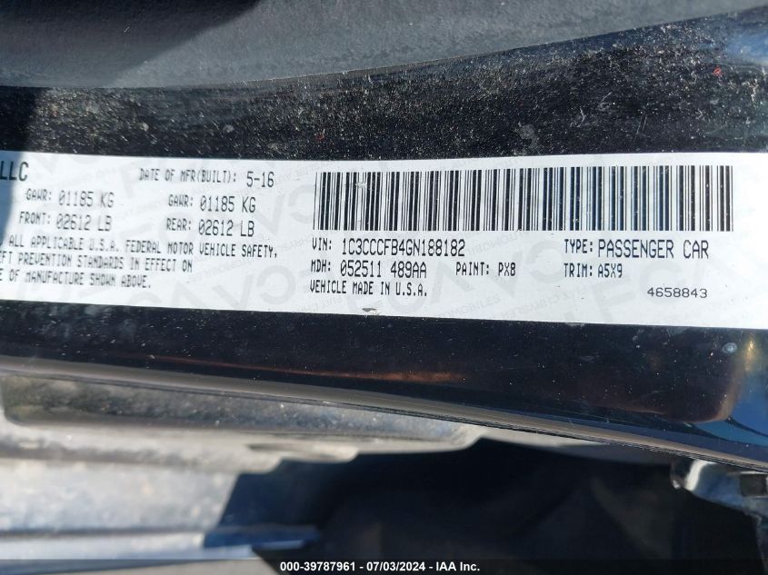 2016 CHRYSLER 200 TOURING - 1C3CCCFB4GN188182