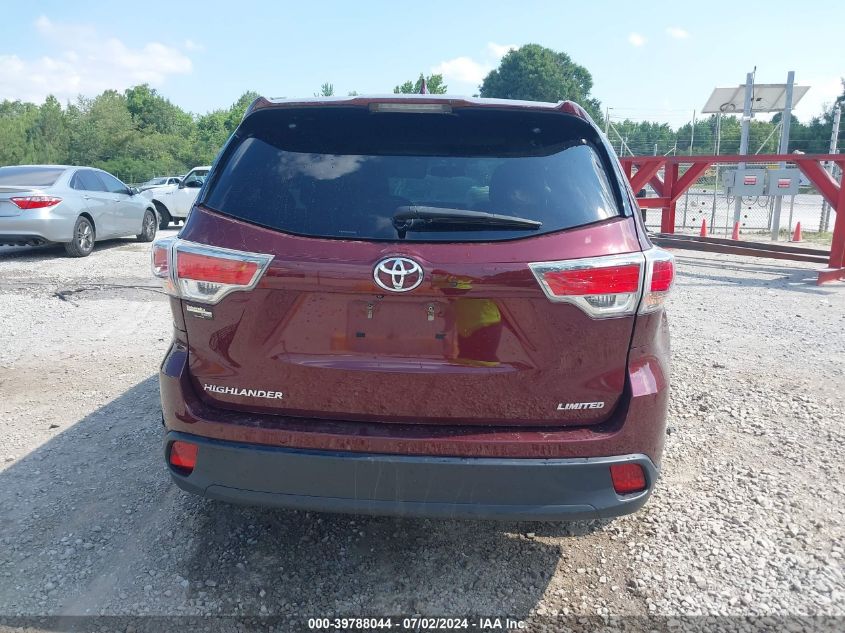 2015 Toyota Highlander Limited Platinum V6 VIN: 5TDYKRFH3FS062688 Lot: 39788044