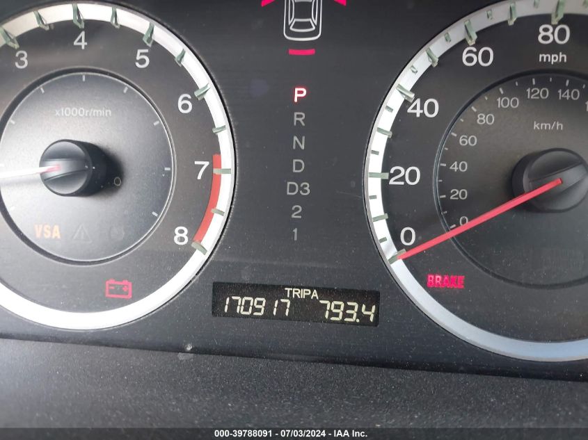 2009 Honda Accord Exl VIN: 1HGCP368X9A002614 Lot: 39788091