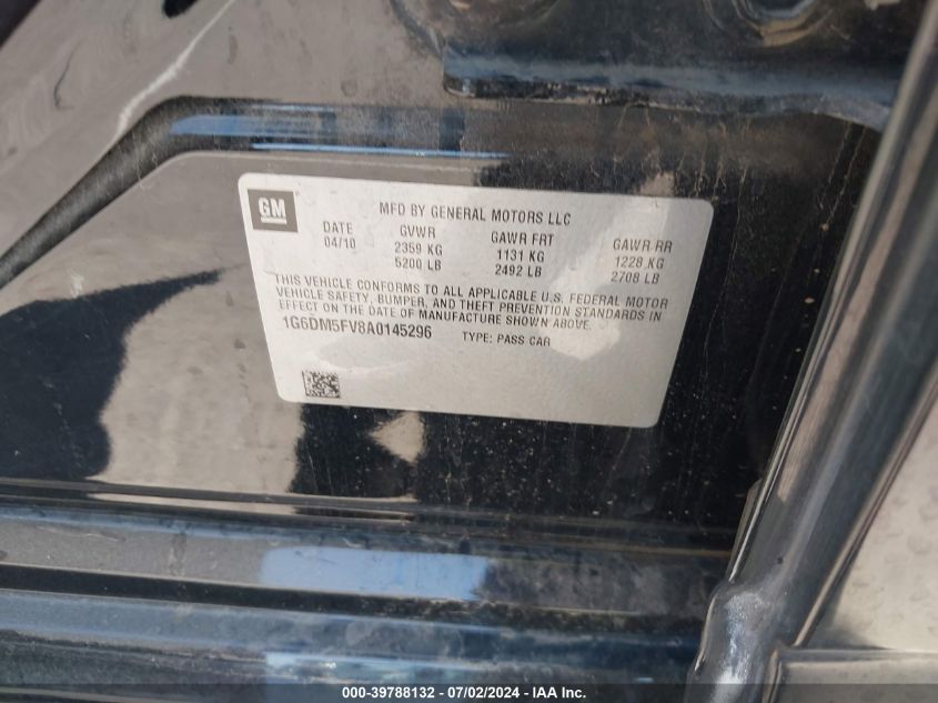 2010 Cadillac Cts Standard VIN: 1G6DM5EV8A0145296 Lot: 39788132