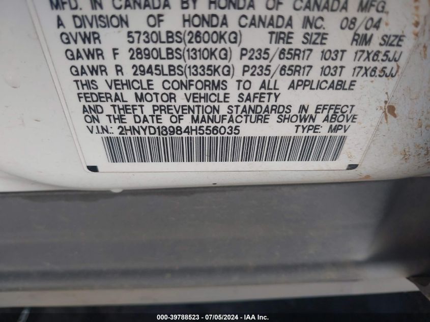 2HNYD18984H556035 2004 Acura Mdx