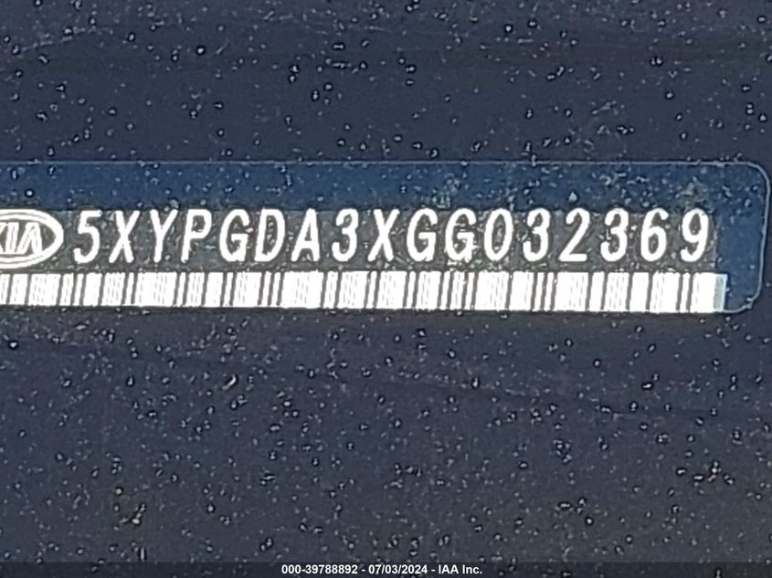 2016 Kia Sorento Lx/L VIN: 5XYPGDA3XGG032369 Lot: 39788892