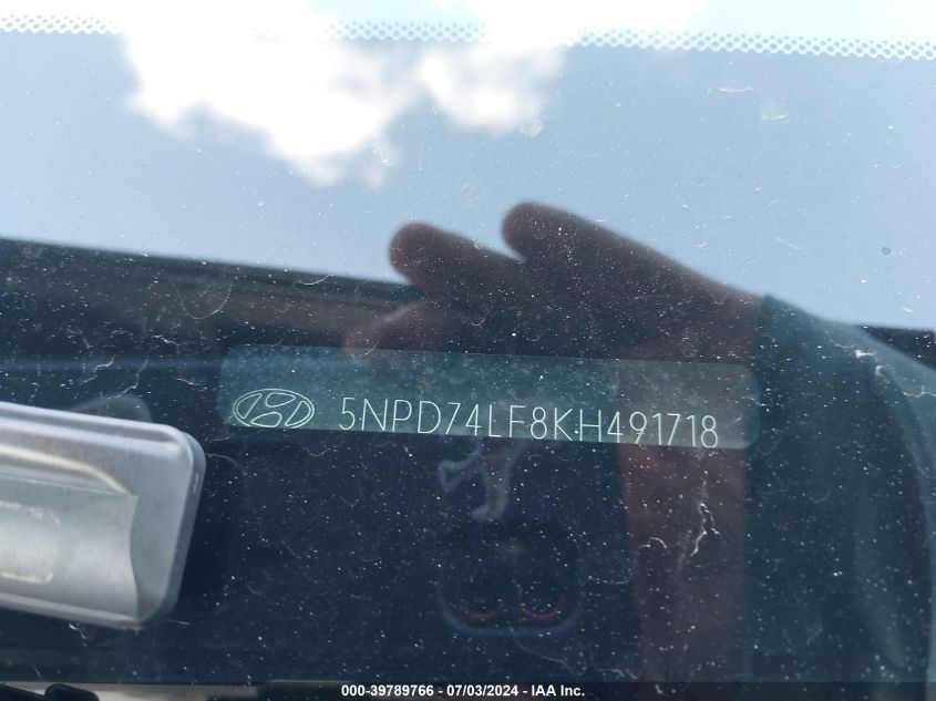 2019 Hyundai Elantra Se VIN: 5NPD74LF8KH491718 Lot: 39789766