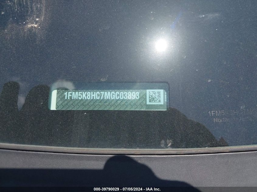 2021 Ford Explorer Platinum VIN: 1FM5K8HC7MGC03893 Lot: 39790029