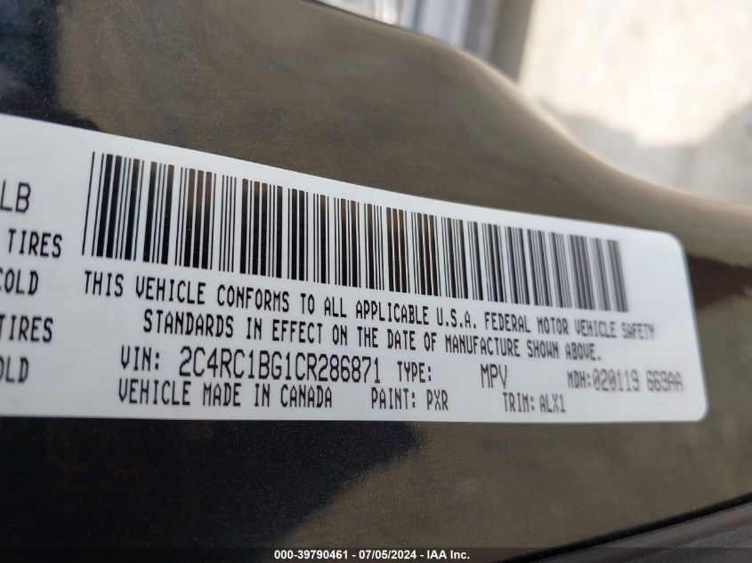 2012 Chrysler Town & Country Touring VIN: 2C4RC1BG1CR286871 Lot: 39790461