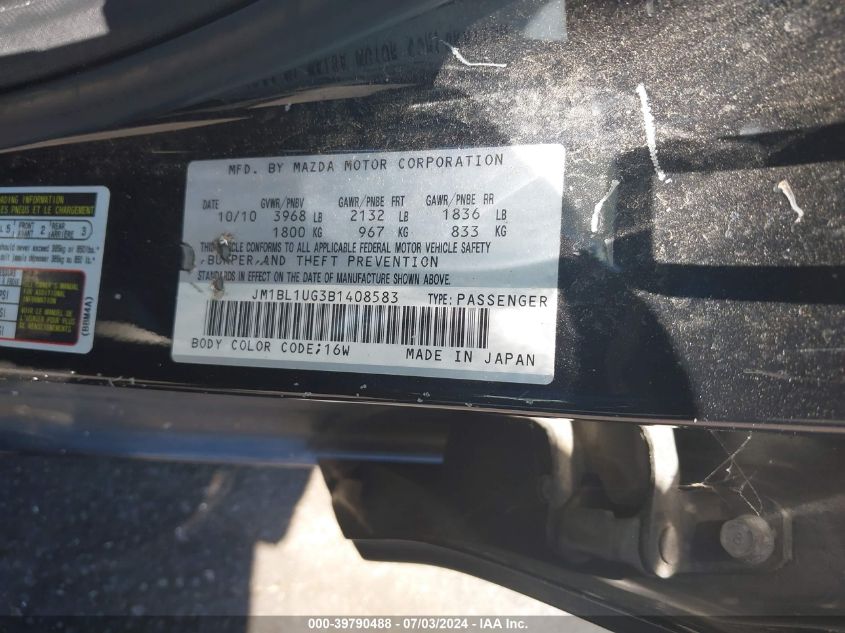 2011 Mazda Mazda3 I Sport VIN: JM1BL1UG3B1408583 Lot: 39790488