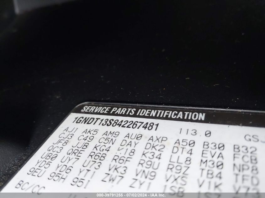 2004 Chevrolet Trailblazer Ls VIN: 1GNDT13S842267481 Lot: 39791255