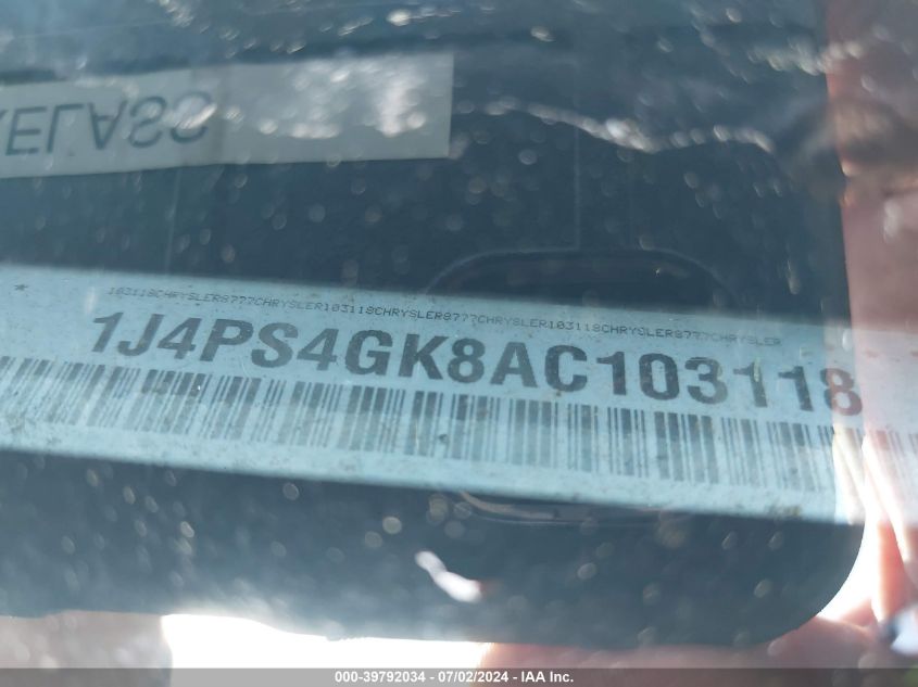 2010 Jeep Grand Cherokee Laredo VIN: 1J4PS4GK8AC103118 Lot: 39792034