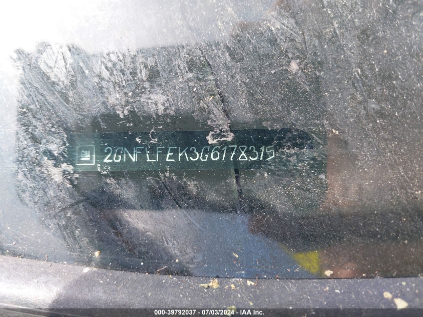 2016 Chevrolet Equinox Lt VIN: 2GNFLFEK3G6178315 Lot: 39792037