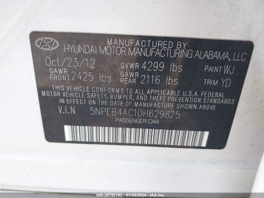 2013 HYUNDAI SONATA GLS - 5NPEB4AC1DH629825