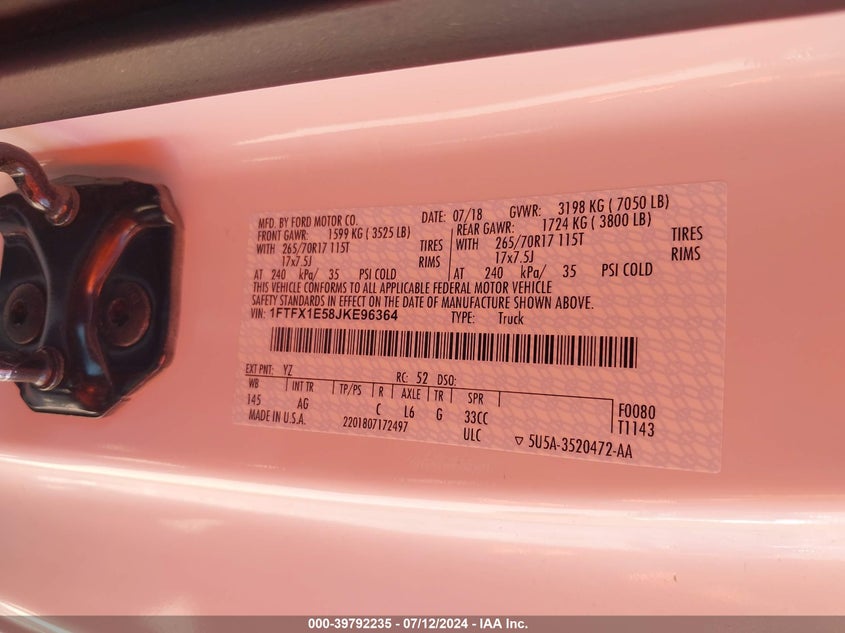 2018 FORD F-150 XL - 1FTFX1E58JKE96364