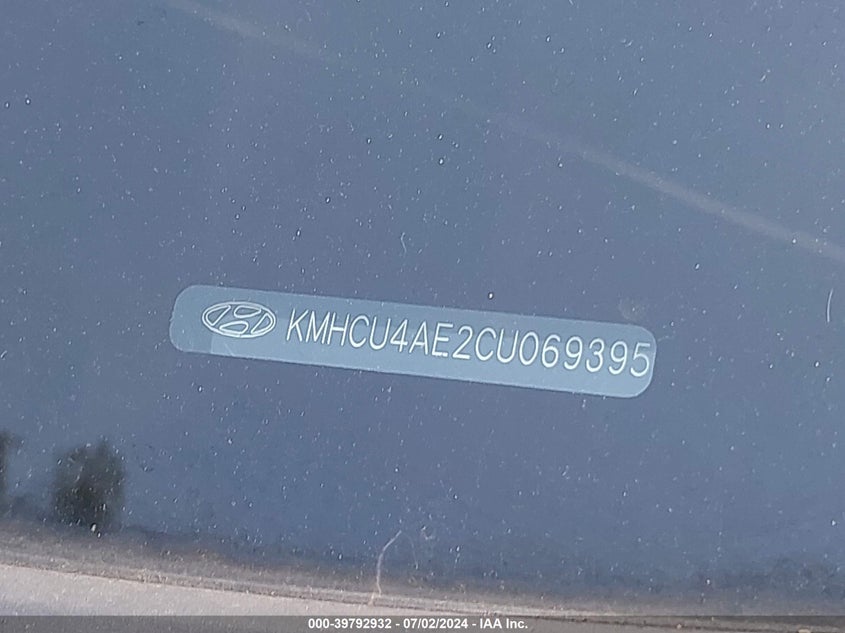 2012 Hyundai Accent Gls VIN: KMHCU4AE2CU069395 Lot: 39792932