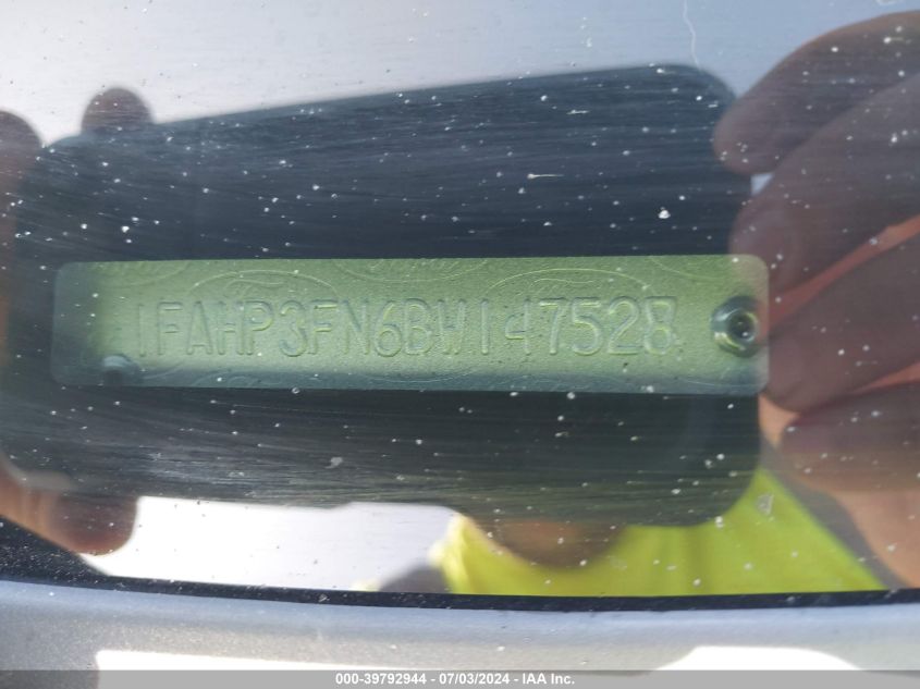 2011 Ford Focus Se VIN: 1FAHP3FN6BW147528 Lot: 39792944