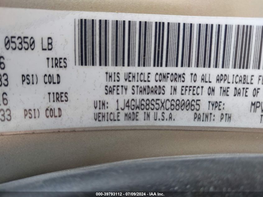 1999 Jeep Grand Cherokee Limited VIN: 1J4GW68S5XC680065 Lot: 39793112