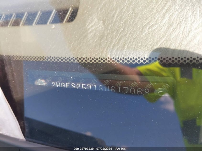 2003 Honda Civic Ex VIN: 2HGES25713H617068 Lot: 39793239