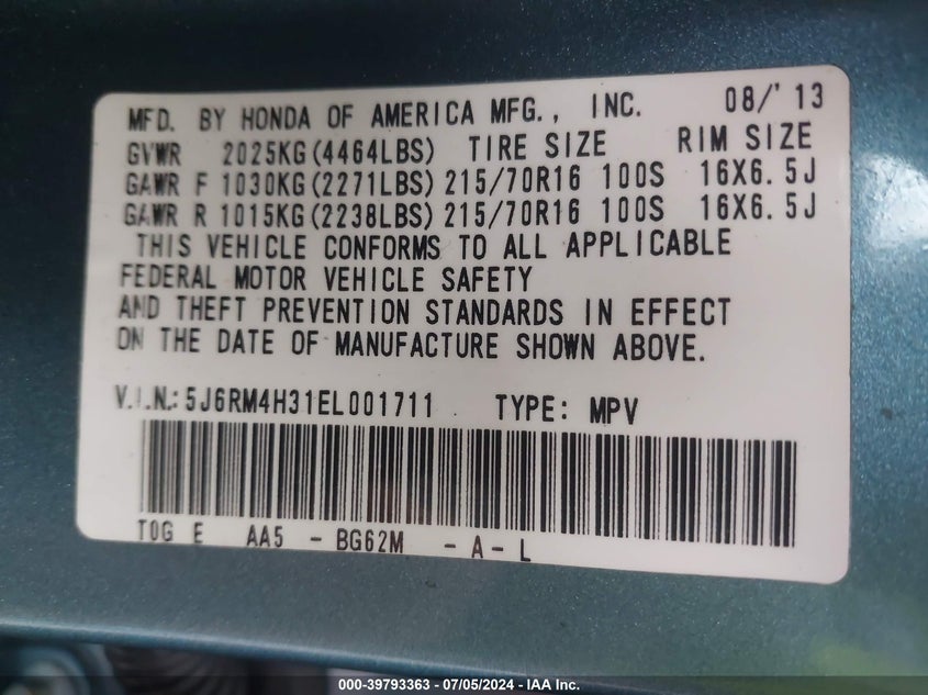 2014 HONDA CR-V LX - 5J6RM4H31EL001711