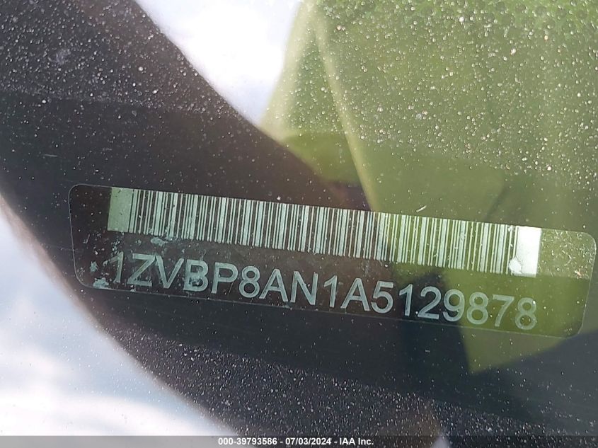 2010 Ford Mustang V6/V6 Premium VIN: 1ZVBP8AN1A5129878 Lot: 39793586