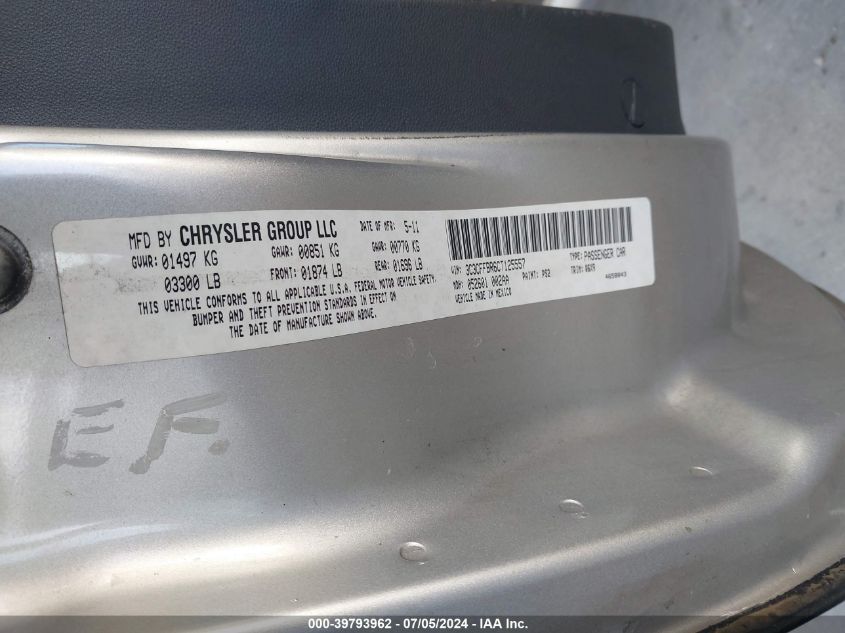 2012 Fiat 500 Sport VIN: 3C3CFFBR6CT125557 Lot: 39793962