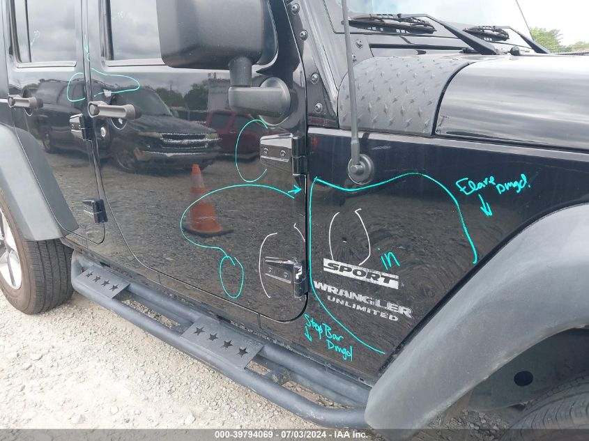 2016 Jeep Wrangler Unlimited Sport VIN: 1C4BJWDG8GL154898 Lot: 39794069