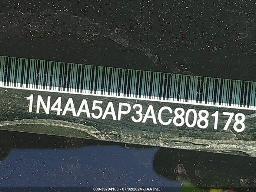 2010 Nissan Maxima 3.5 S VIN: 1N4AA5AP3AC808178 Lot: 39794103