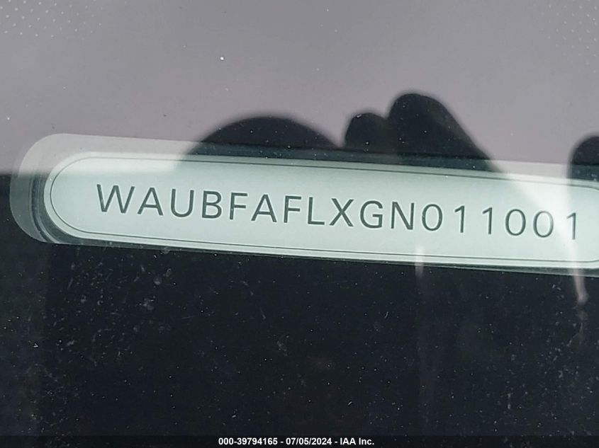 2016 Audi A4 2.0T Premium VIN: WAUBFAFLXGN011001 Lot: 39794165