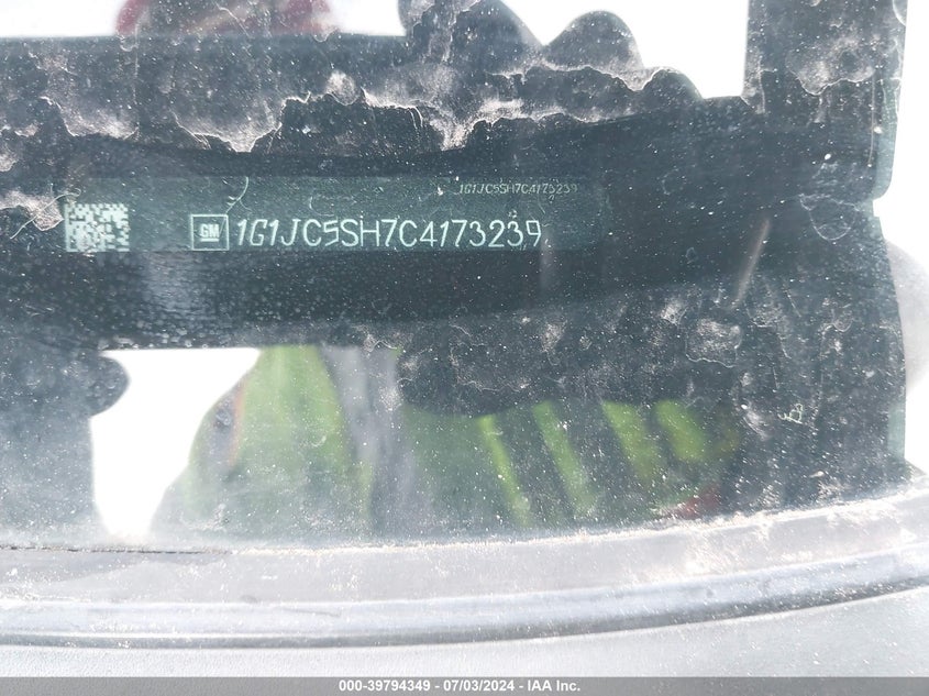 2012 Chevrolet Sonic Lt VIN: 1G1JC5SH7C4173239 Lot: 39794349