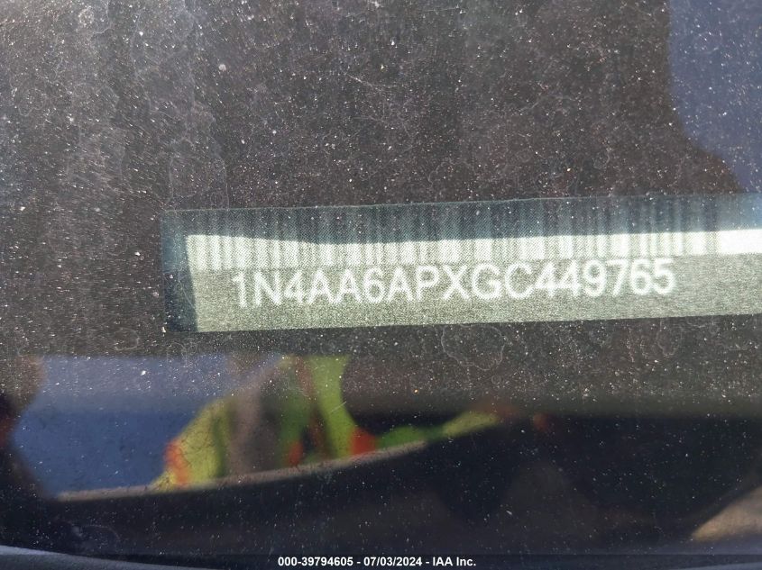 2016 Nissan Maxima 3.5 S VIN: 1N4AA6APXGC449765 Lot: 39794605