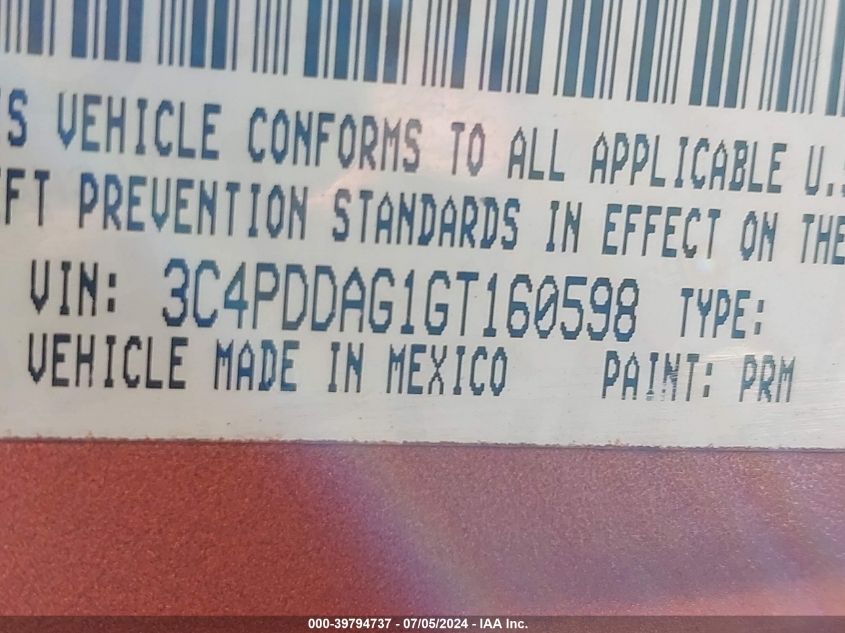 2013 Dodge Journey American Value Pkg VIN: 3C4PDCAB3DT733379 Lot: 39794737