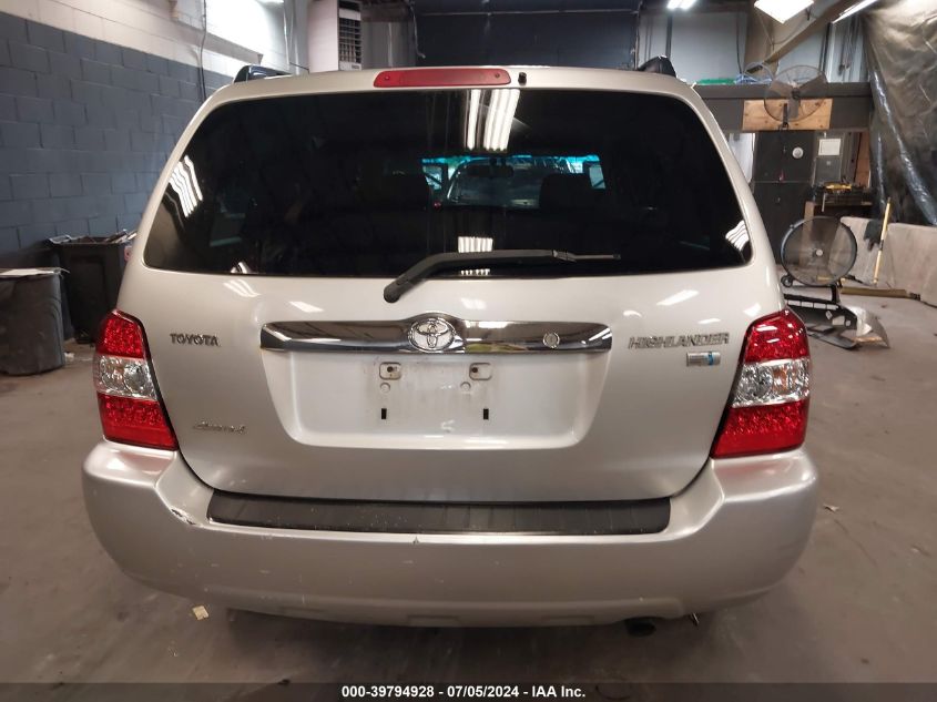 2006 Toyota Highlander Hybrid V6 VIN: JTEEW21A660009538 Lot: 39794928