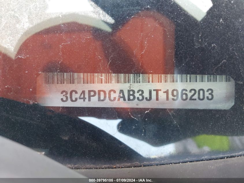 2018 Dodge Journey Se VIN: 3C4PDCAB3JT196203 Lot: 39795105