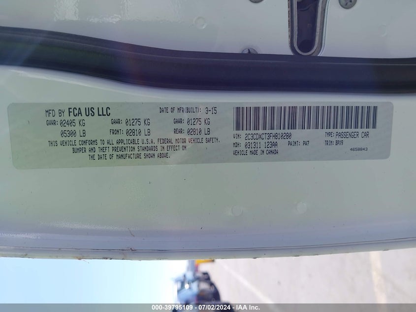 2015 Dodge Charger R/T VIN: 2C3CDXCT3FH810280 Lot: 39795109