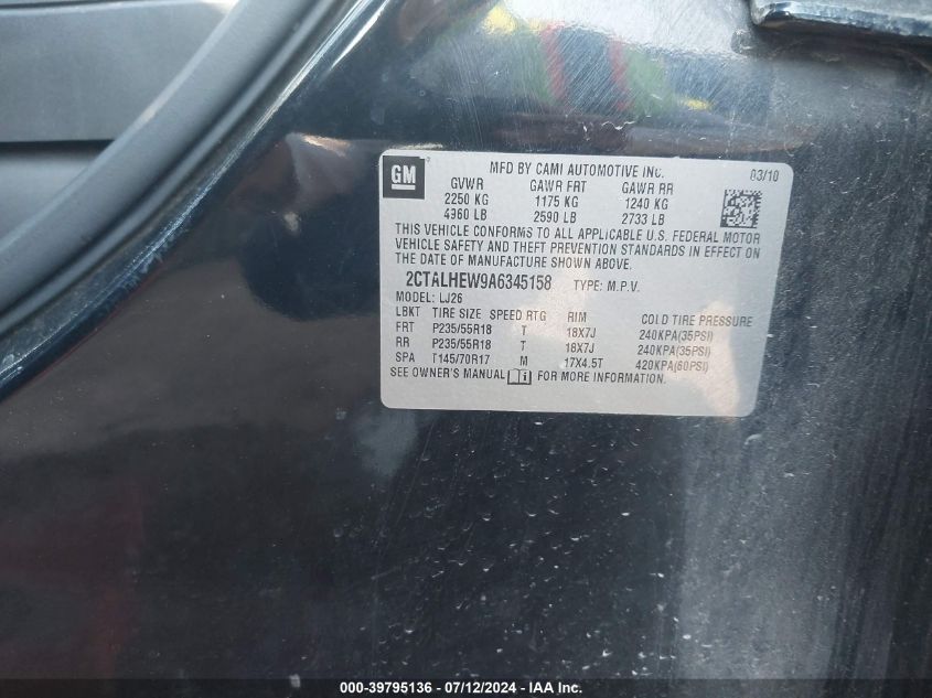 2010 GMC Terrain Slt-2 VIN: 2CTALHEW9A6345158 Lot: 39795136