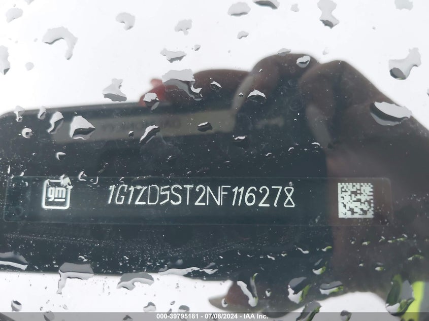 2022 Chevrolet Malibu Fwd Lt VIN: 1G1ZD5ST2NF116278 Lot: 39795181