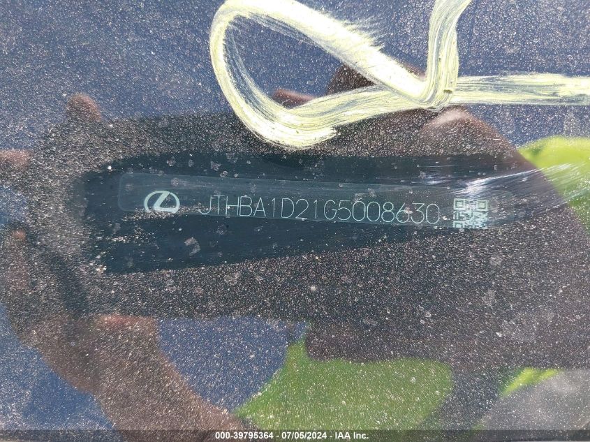 2016 Lexus Is 200T VIN: JTHBA1D21G5008630 Lot: 39795364