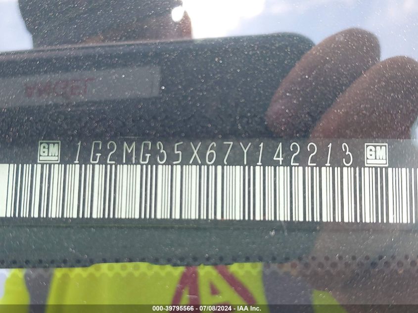2007 Pontiac Solstice Gxp VIN: 1G2MG35X67Y142213 Lot: 39795566
