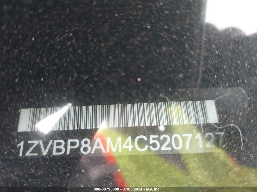 2012 Ford Mustang V6 VIN: 1ZVBP8AM4C5207127 Lot: 39795888