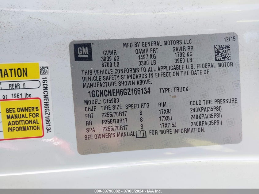 2016 CHEVROLET SILVERADO 1500 C1500/C1500  LS - 1GCNCNEH6GZ166134