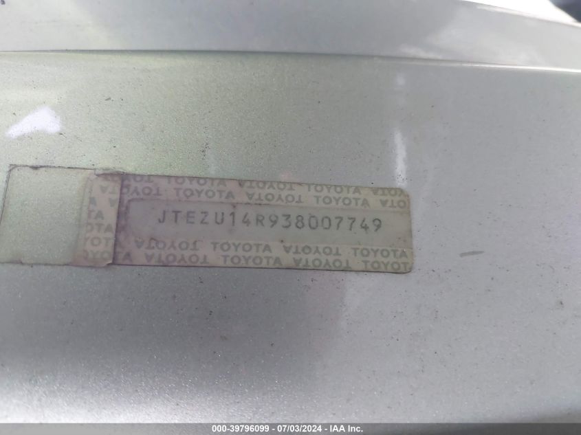 2003 Toyota 4Runner Sr5/Sport VIN: JTEZU14R938007749 Lot: 39796099