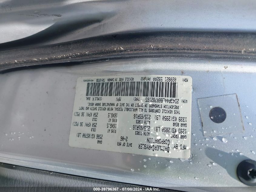 2006 Dodge Grand Caravan Sxt VIN: 2D4GP44L66R782165 Lot: 39796367