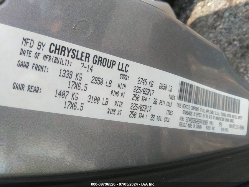 2014 Dodge Grand Caravan Se VIN: 2C4RDGBG0ER418909 Lot: 39796526