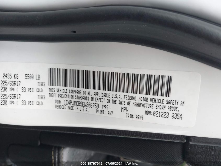 2014 JEEP CHEROKEE LATITUDE - 1C4PJMCB9EW206759