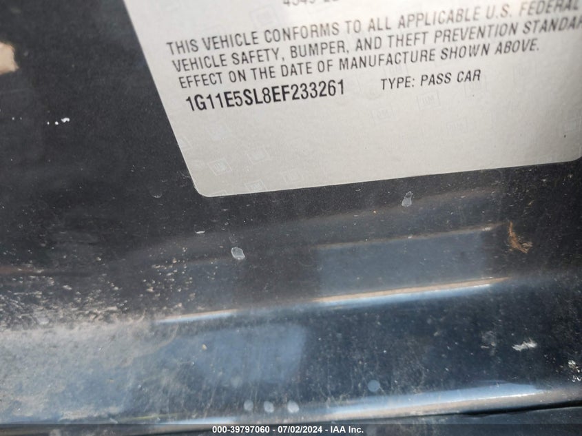 2014 Chevrolet Malibu 2Lt VIN: 1G11E5SL8EF233261 Lot: 39797060