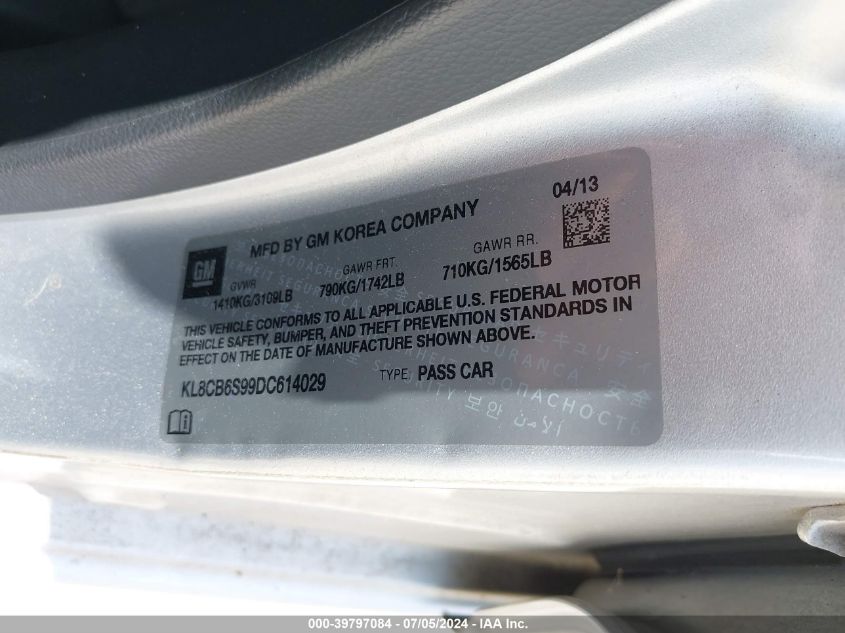 2013 CHEVROLET SPARK LS AUTO - KL8CB6S99DC614029