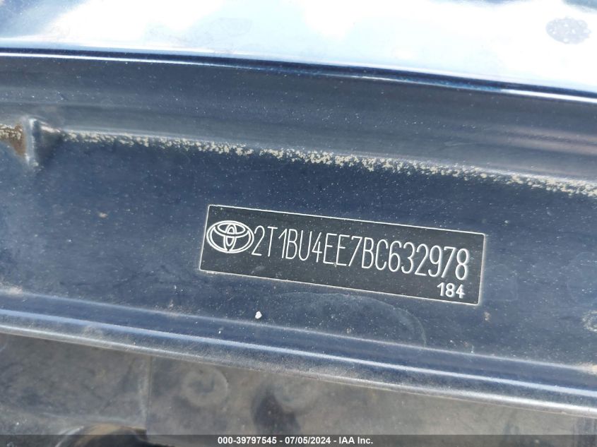 2011 Toyota Corolla S VIN: 2T1BU4EE7BC632978 Lot: 39797545