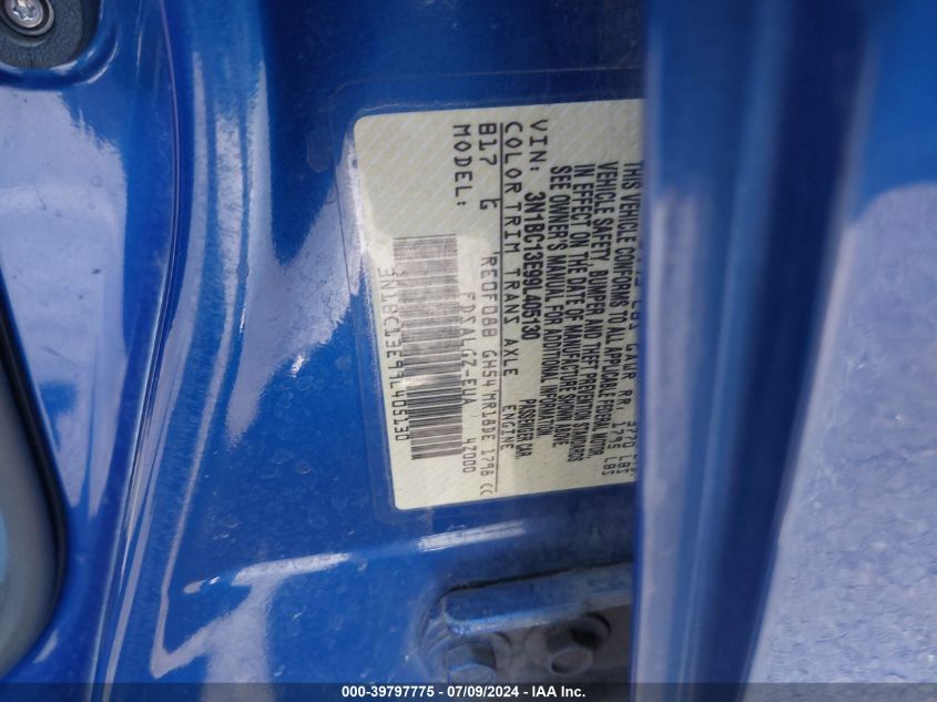 2009 Nissan Versa 1.8Sl VIN: 3N1BC13E99L405130 Lot: 39797775