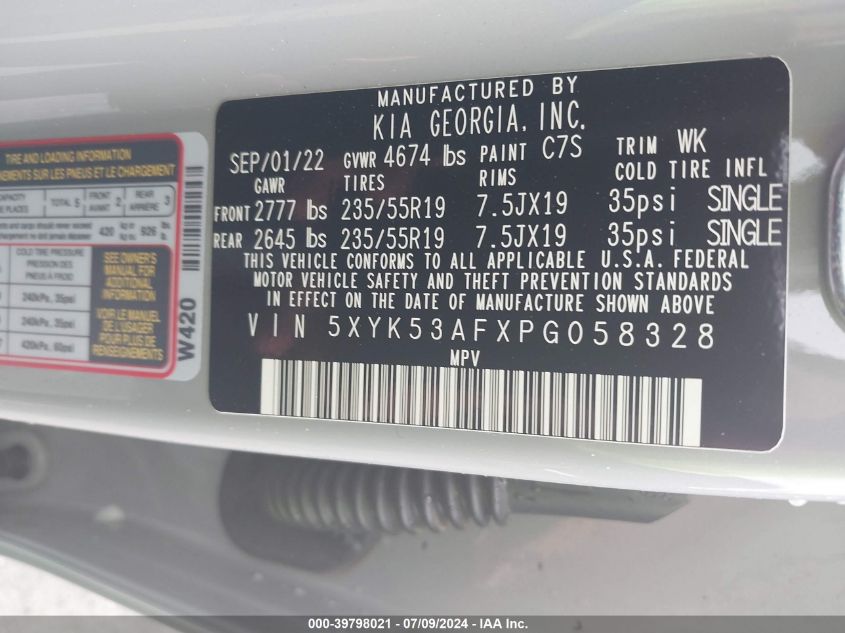 2023 Kia Sportage Sx-Prestige VIN: 5XYK53AFXPG058328 Lot: 39798021